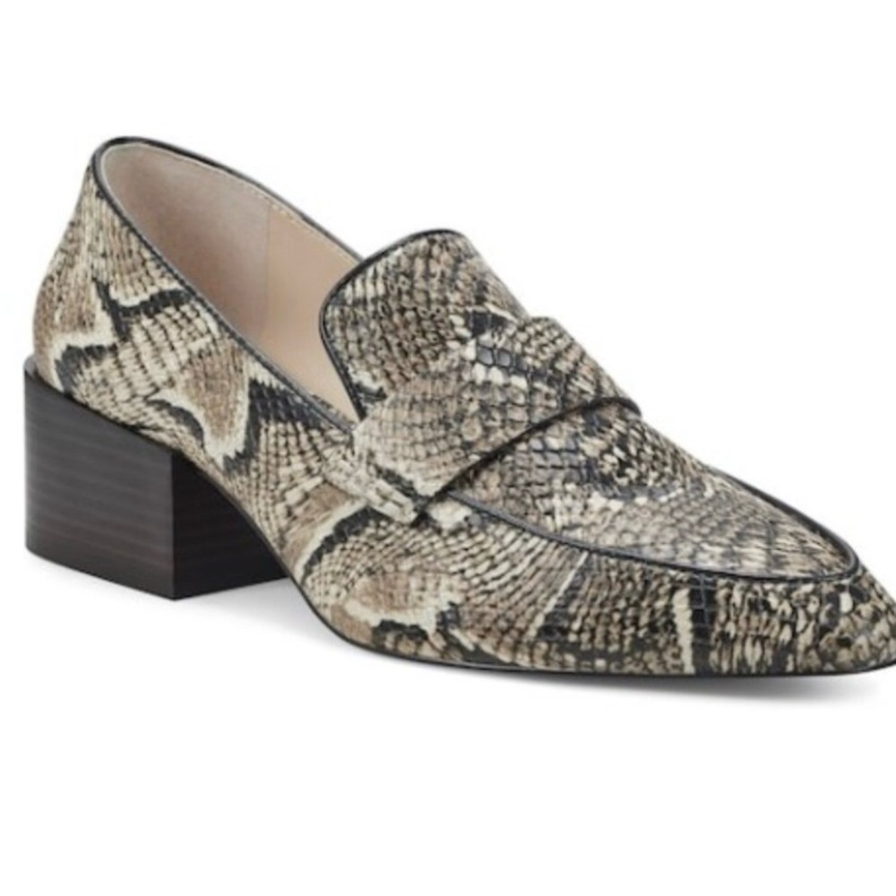 Vince Camuto Adealia Snakeskin Women’s 9.5 Loafers Blocked Heel Slip On Shoe